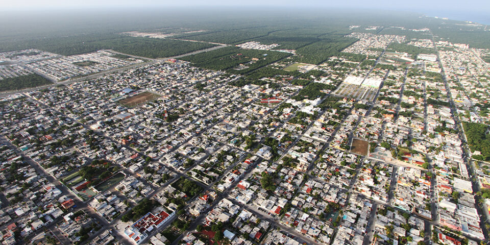 Imagen aérea de la ciudad de cozumel